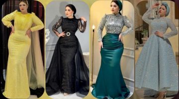 موديلات فساتين سهرة تخفي البطن للمحجبات 2025